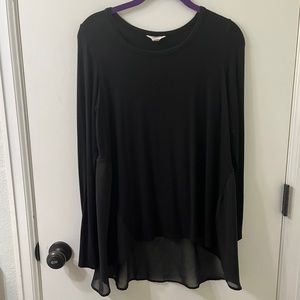 Lucky Brand High Low Sheer Bottom Long Sleeve Top sz M